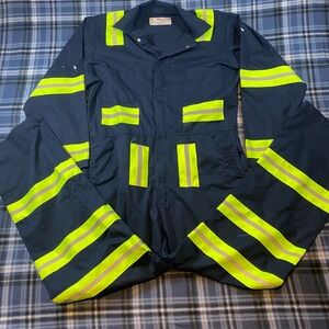 WearGuard Aramark Navy Blue Reflective Hi-Vis Work Coveralls 42R 828568 Mens